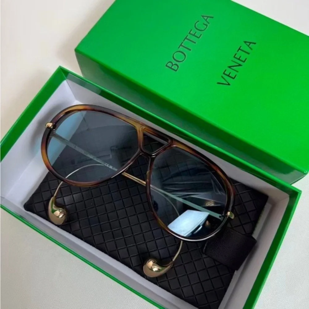 Bottega Veneta Brown Sunglasses with Green Lenses